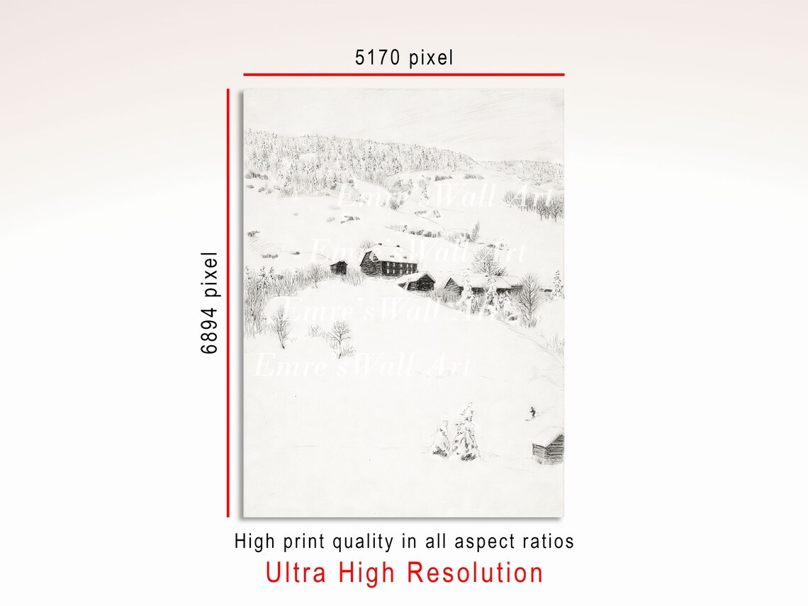 Simple Winter Sketch, Rustic Winter Landscape - Image 3