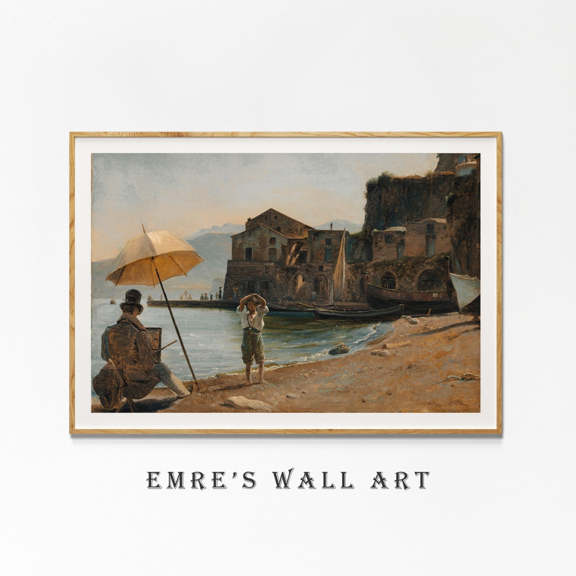 Artist Painting Boy on Beach Vintage Coastal Town Seaside Poster - Image 4