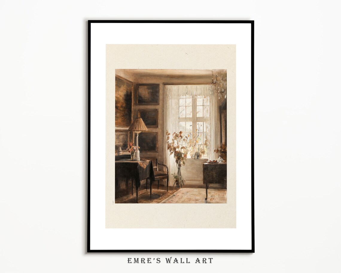 Neutral Living Room Vintage Beige Wall Art Print - Image 4