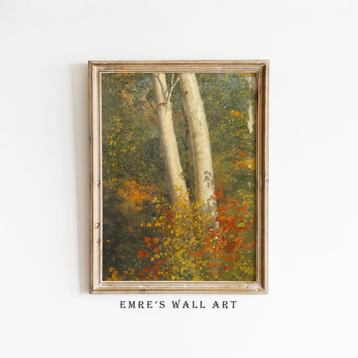 White Birch Trees with Bright Autumn Foliage Vintage Forest Poster - Image 2