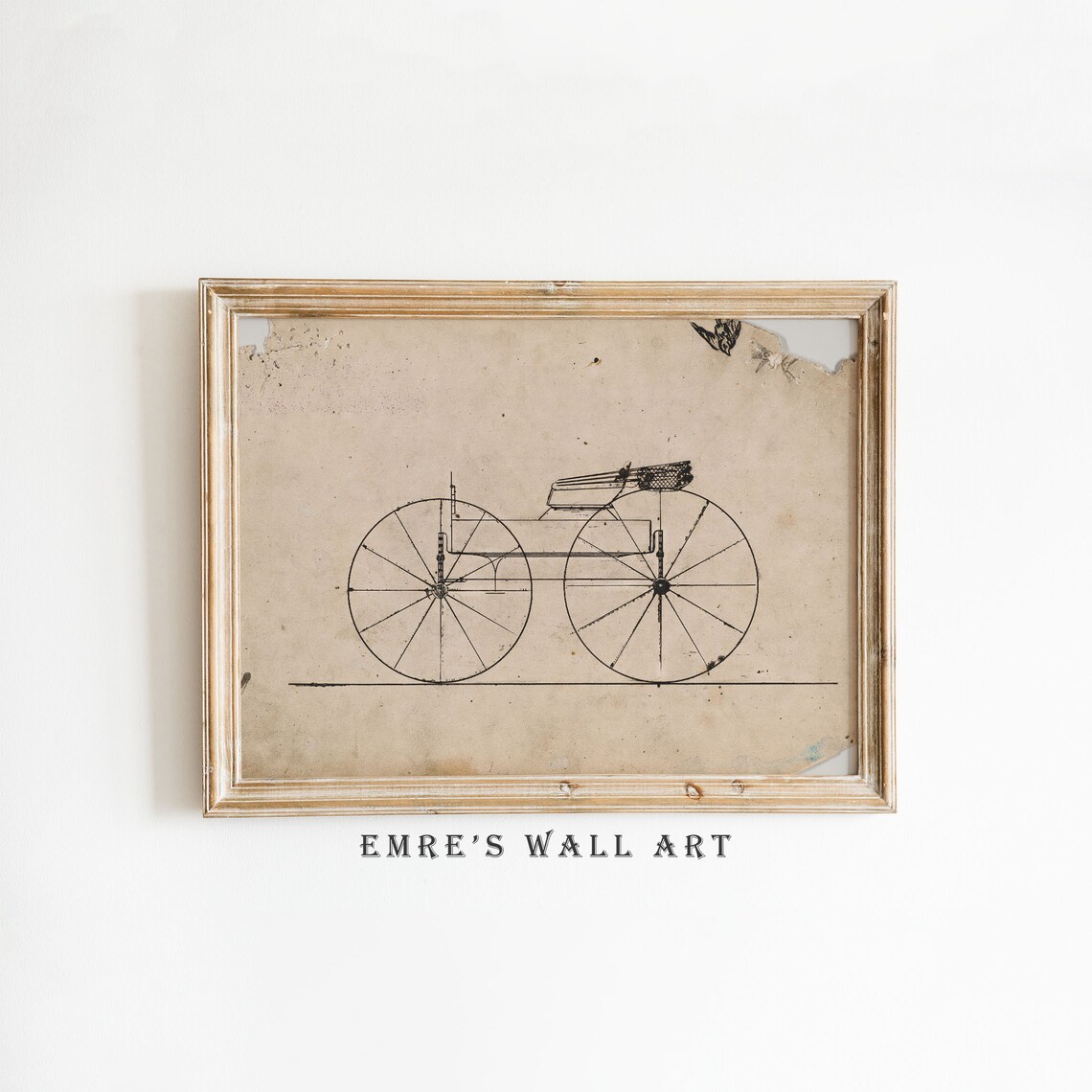 Vintage Bike Sketch Art Print, Antique Design