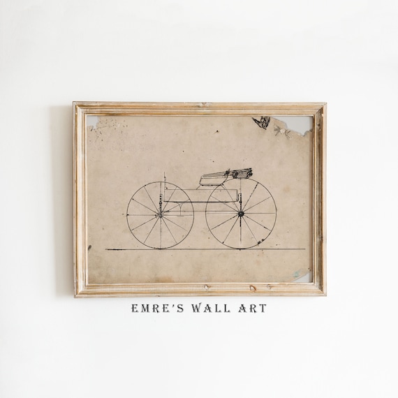 Vintage Bike Sketch Art Print, Antique Design