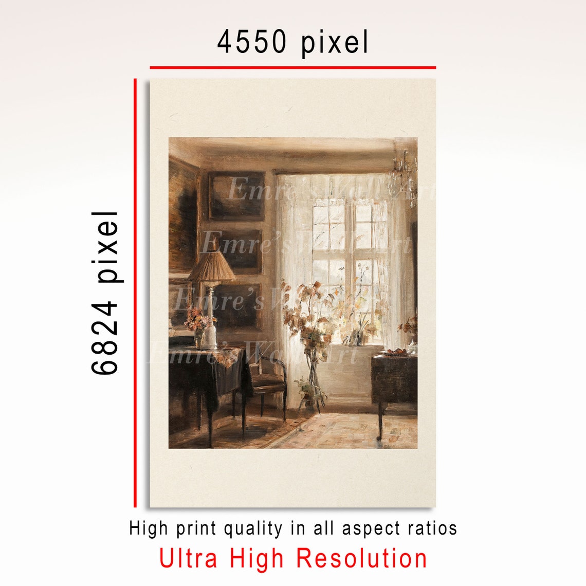 Sunlit Vintage Interior Oil Painting Cozy Window Light Room Poster - Image 3
