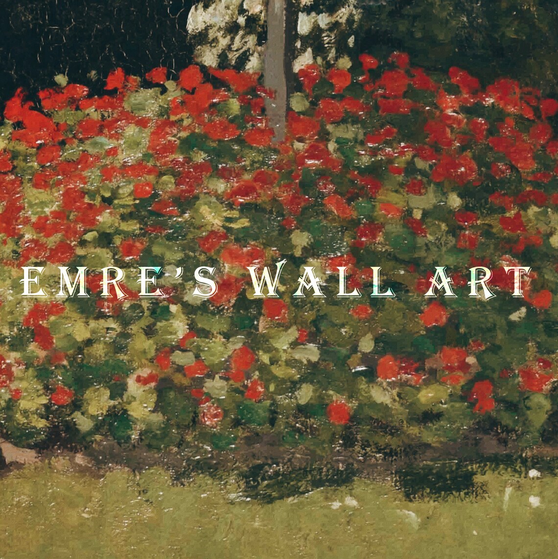 French Country Rose Garden Vintage Oil Painting - Image 2