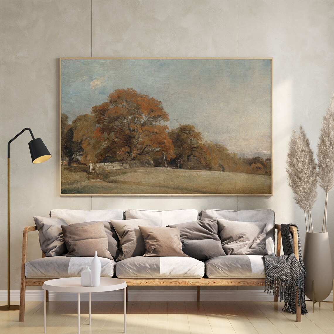 Muted Autumn Landscape Painting, Rustic Fall Print - Image 2
