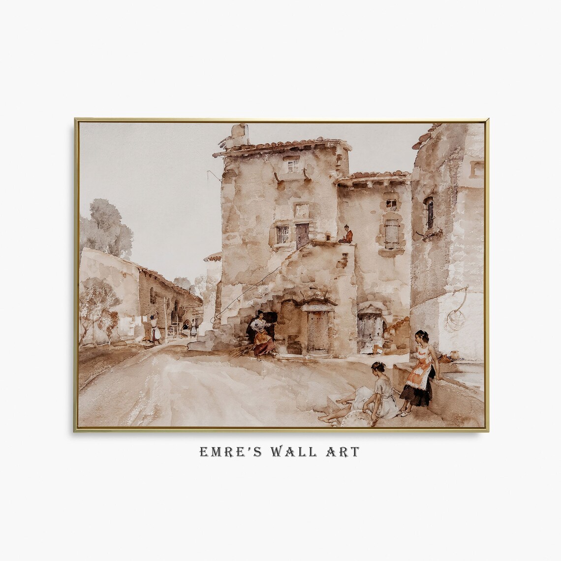 Vintage Country Painting, Antique European Wall Art Print