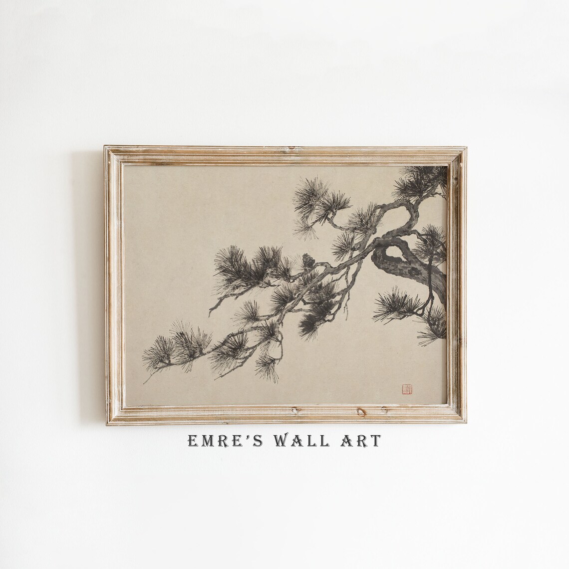 Vintage Pine Trees Print, Rustic Farmhouse Decor