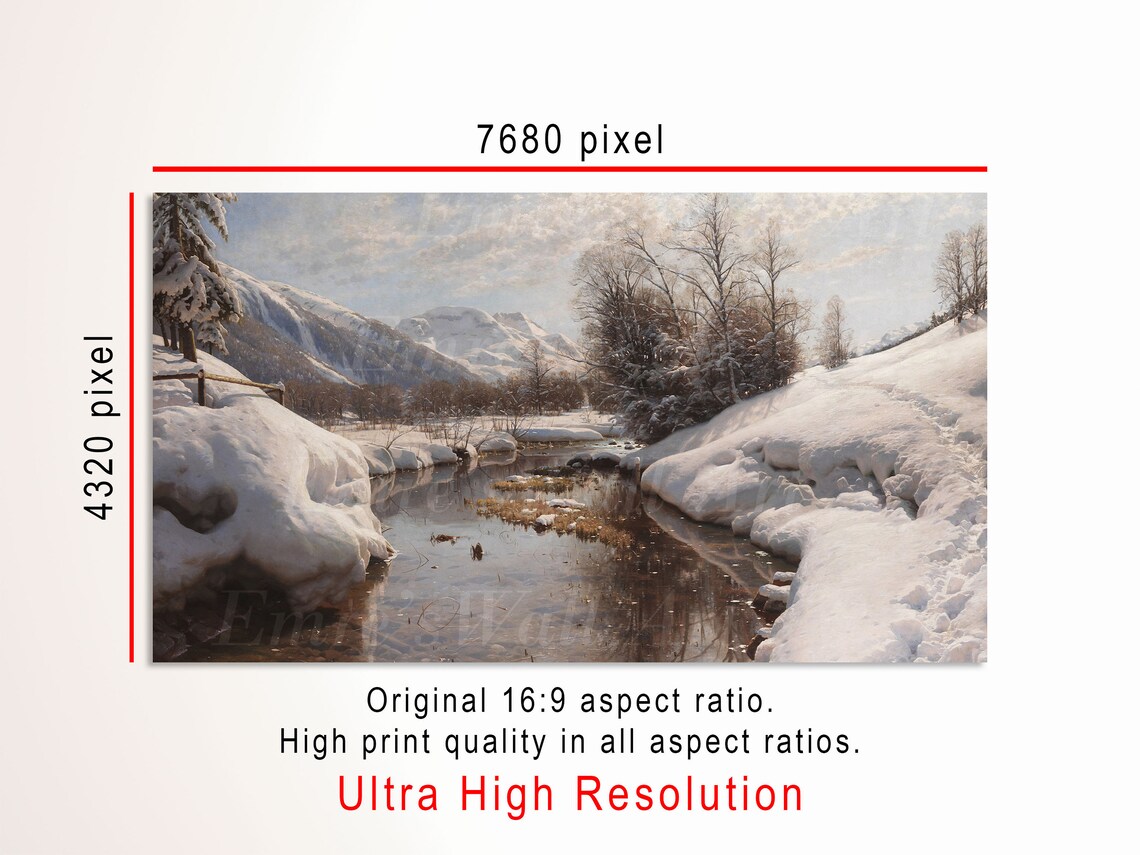 Vintage Winter Landscape Print, Lake House Decor - Image 3