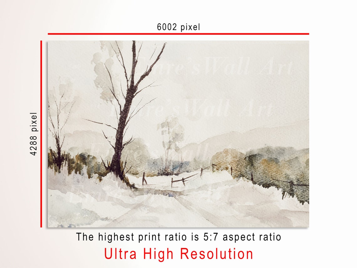 Bare Winter Tree Watercolor Minimal Neutral Landscape Painting Poster - Image 3