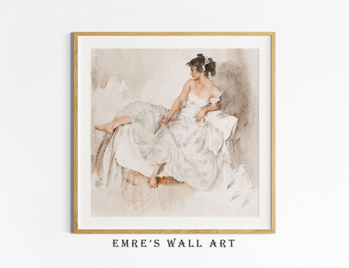 Antique Woman Portrait Vintage Neutral Art Print - Image 4