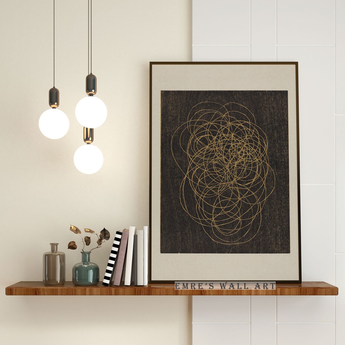 Geometric Abstract Painting, Vintage Sketch Art Print - Image 4