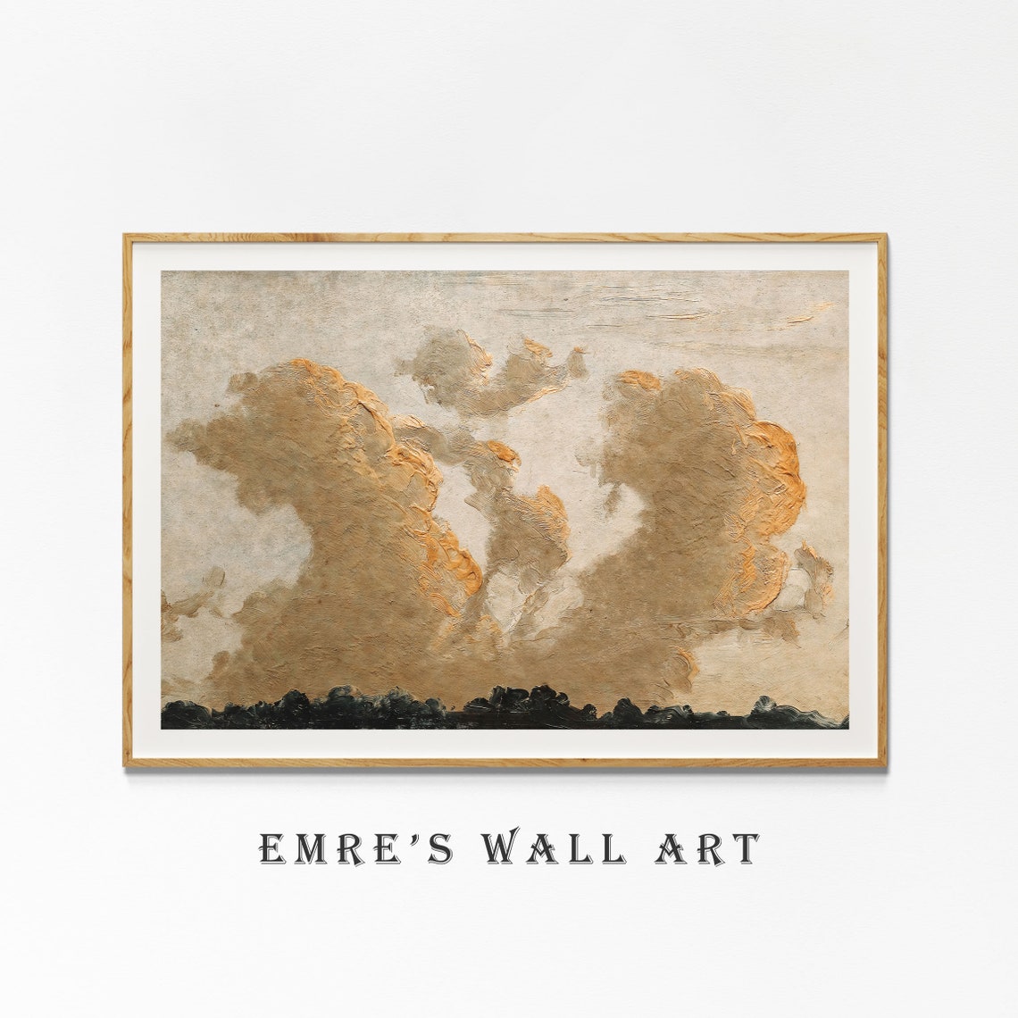 Dramatic Golden Cloud Sky Vintage Sky Study Neutral Tones Poster - Image 4