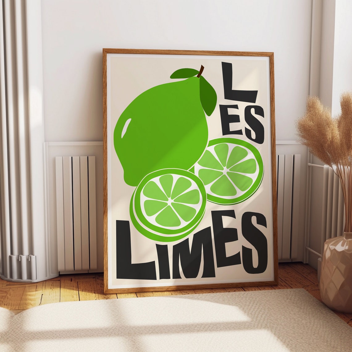 Les Limes Lime French Typography Green Citrus Kitchen Art Poster