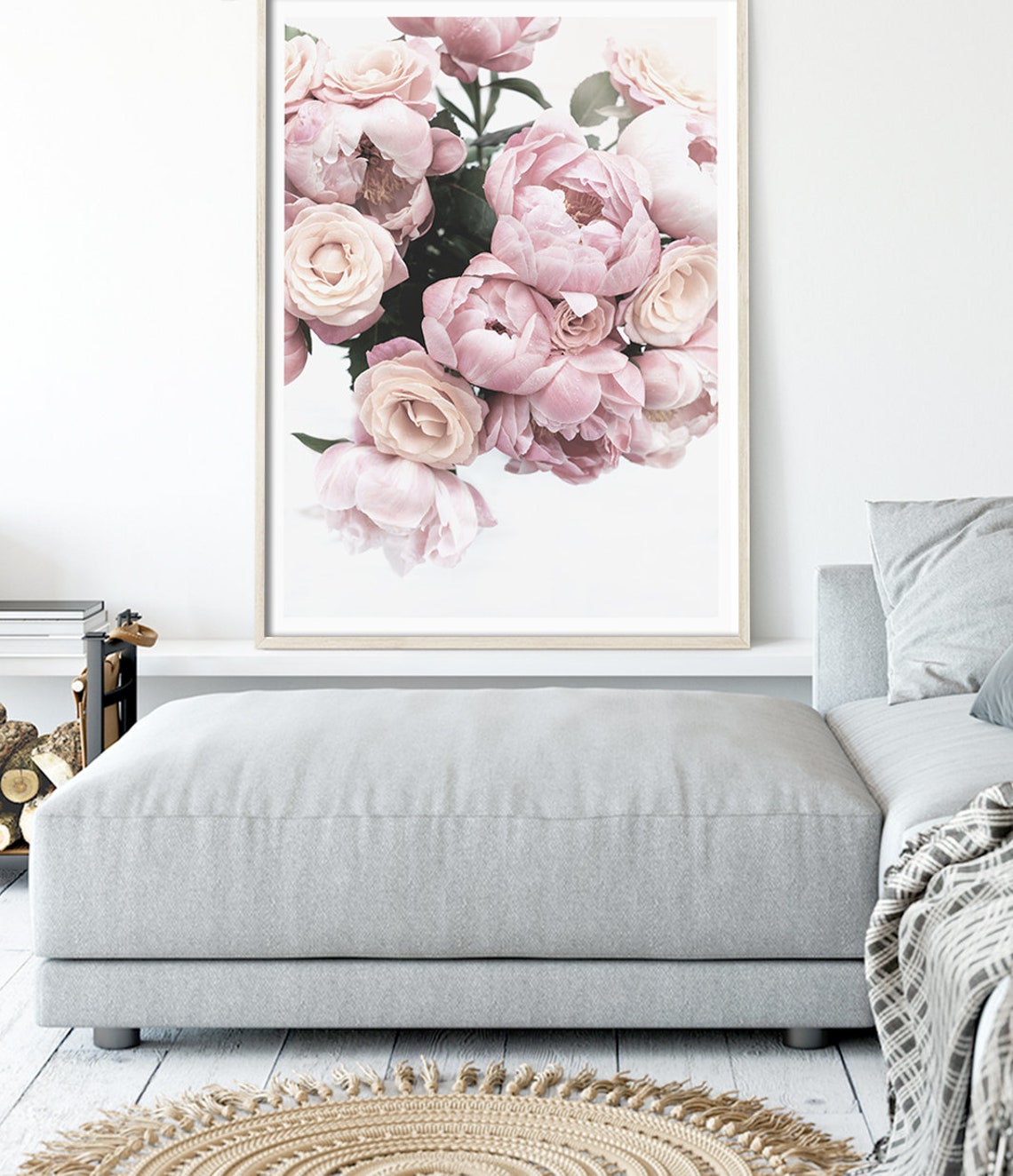 Pink Peony Print Pastel Floral Wall Art Flower Art Print Contemporary Flower Photography Large Flower Photo Feminine Bedroom Wall Decor - Image 3