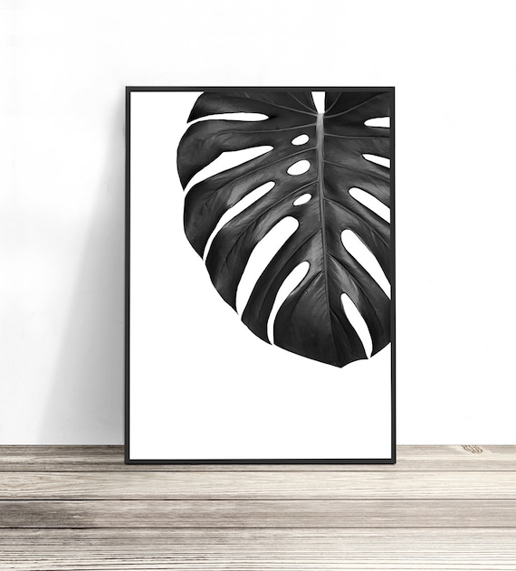 Monstera Leaf Print, Scandinavian Botanical Art Print