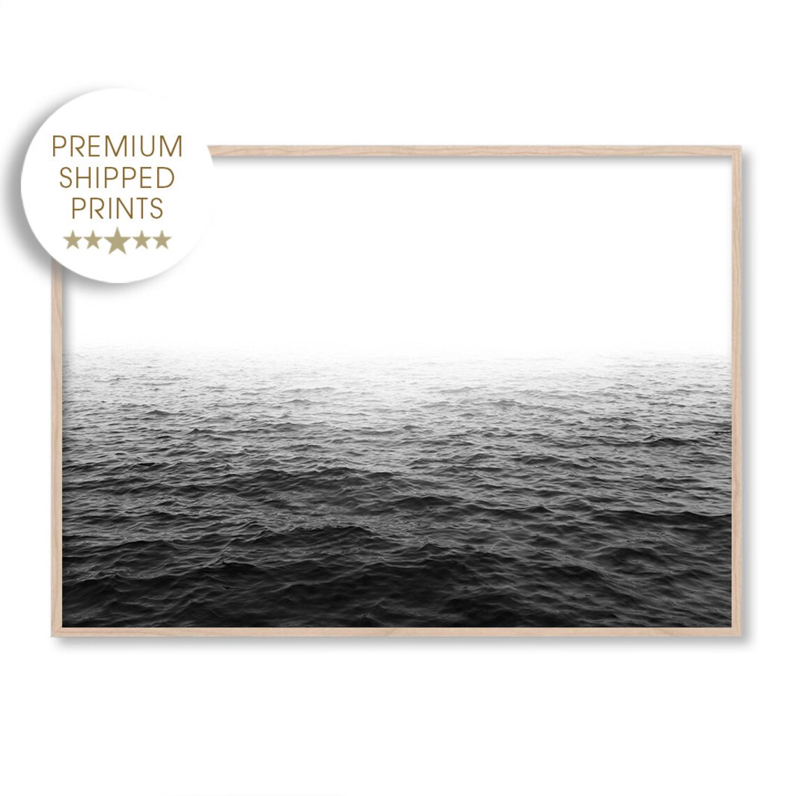 Black and White Ocean Photography, Art Print