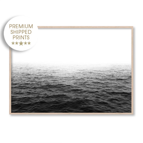 Black and White Ocean Photography, Art Print