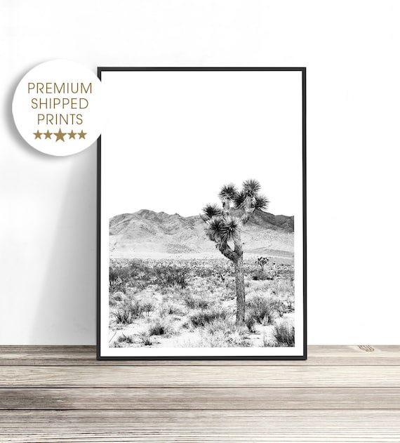 Joshua Tree Black-and-White Desert Print, Travel Poster