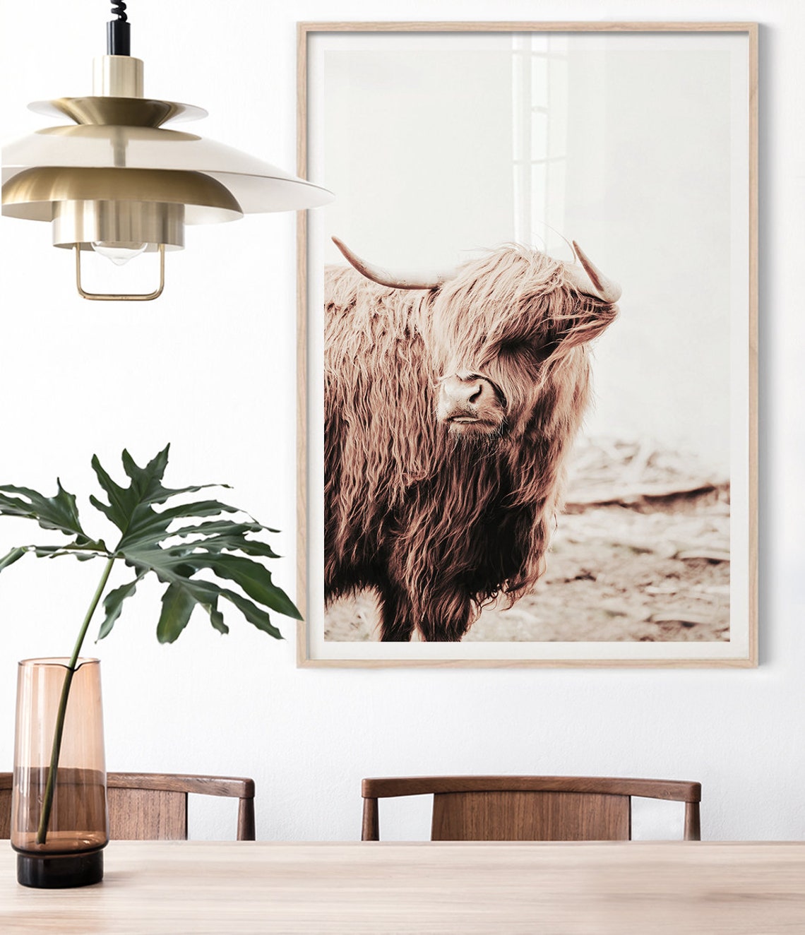 Highland Cow Shaggy Brown Scottish Cattle Farmhouse Portrait Poster - Image 2