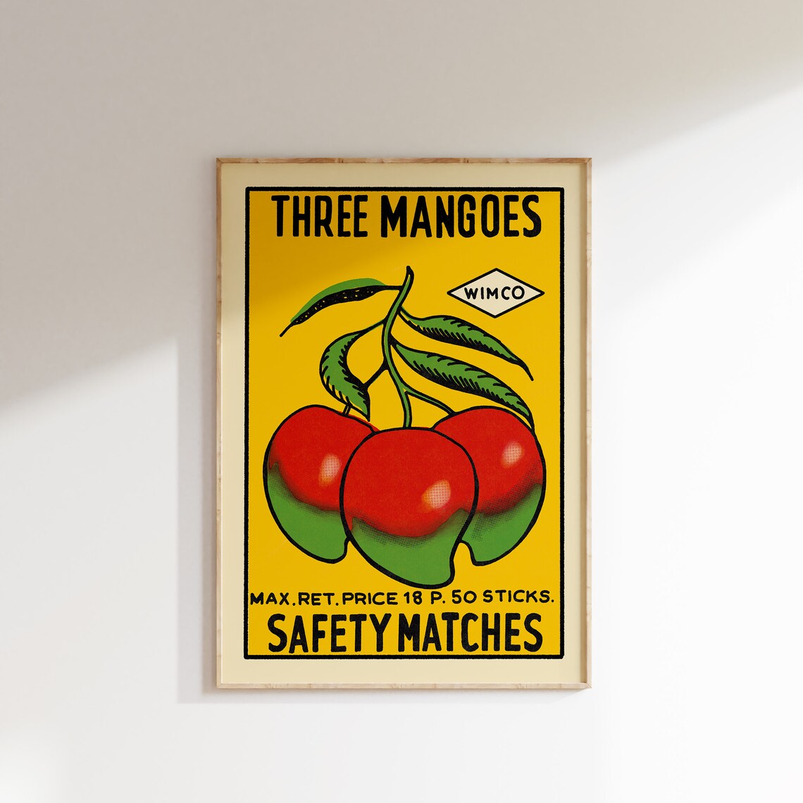 Retro Indian Matchbox Mangoes Vintage Poster Art