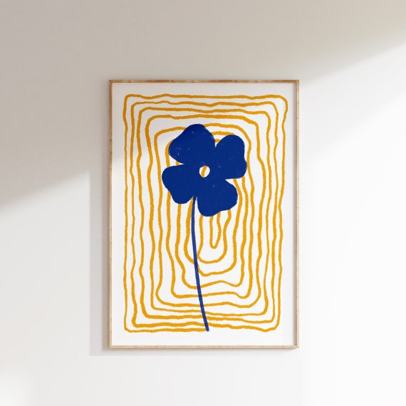 Abstract Flower Poster, Colorful Maximalist Floral Art
