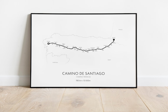 Camino De Santiago Minimalist Map Poster Print