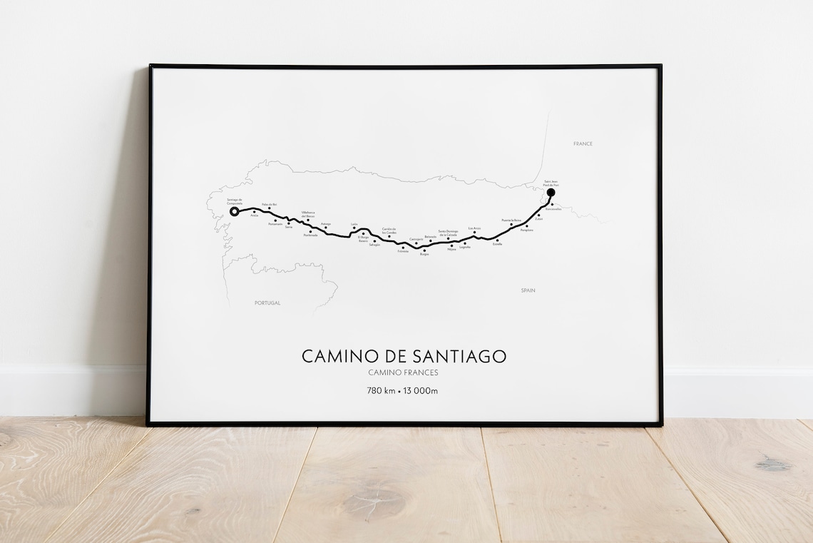 Camino De Santiago Minimalist Map Poster Print