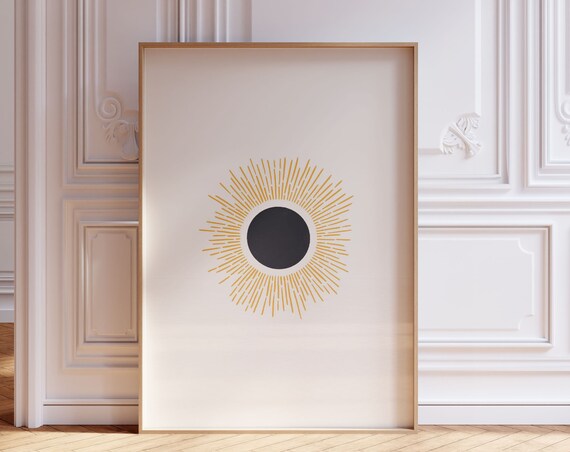 Eclipse Print Solar Decor Celestial Art Space Lover Sun Outdoorsy Wall