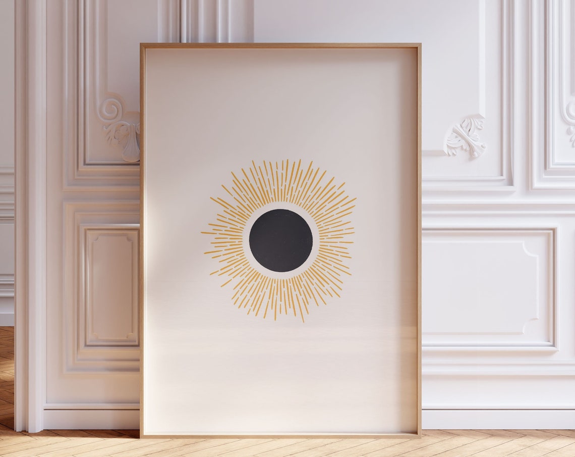 Eclipse Print Solar Decor Celestial Art Space Lover Sun Outdoorsy Wall