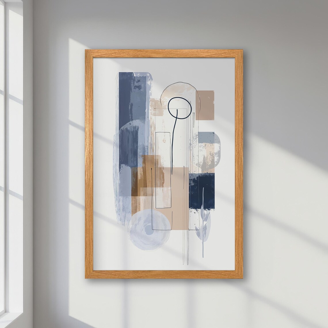 Abstract Minimalist Poster, Neutral Geometric Shapes