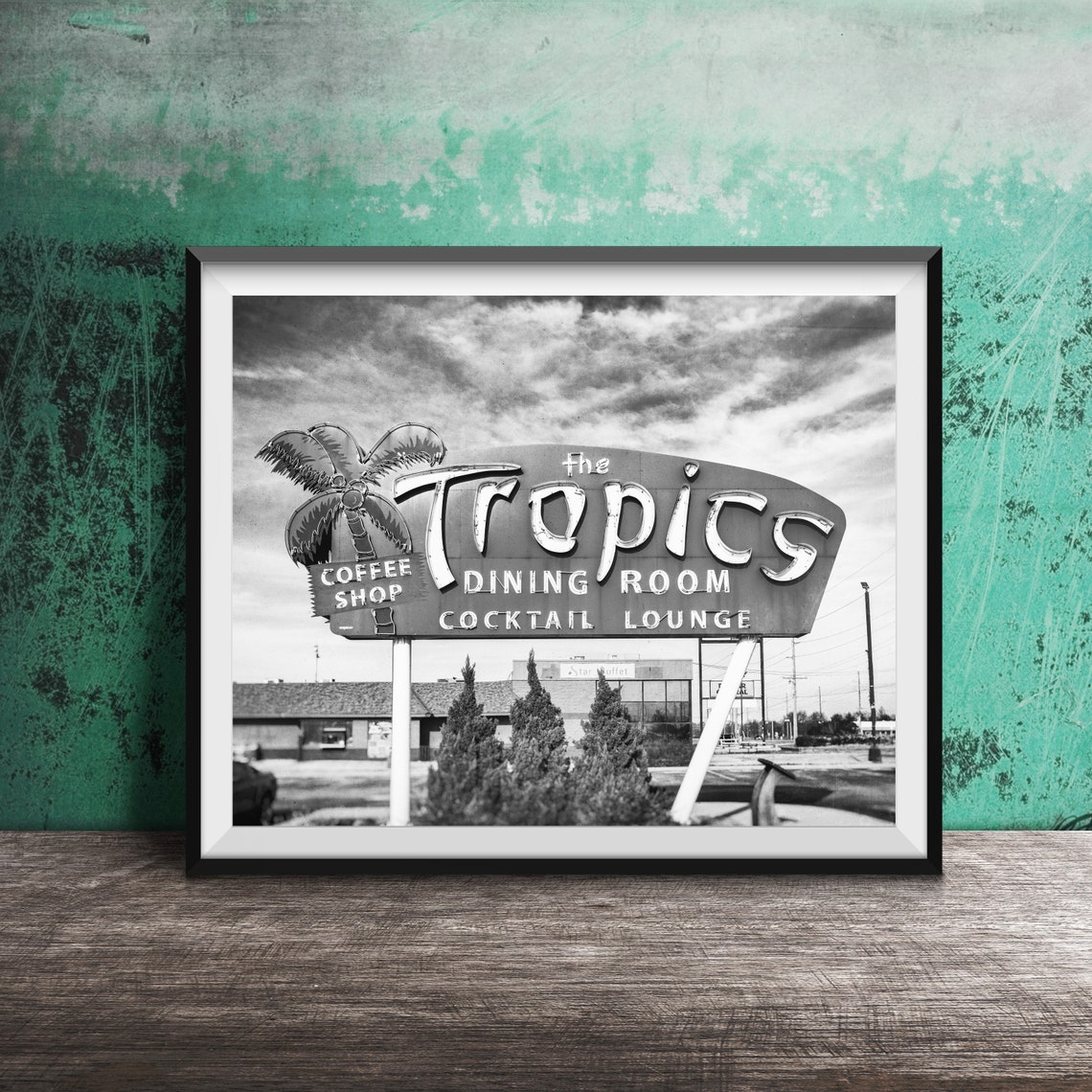The Tropics Dining Room Cocktail Lounge Route 66 Neon Sign Poster - Image 2