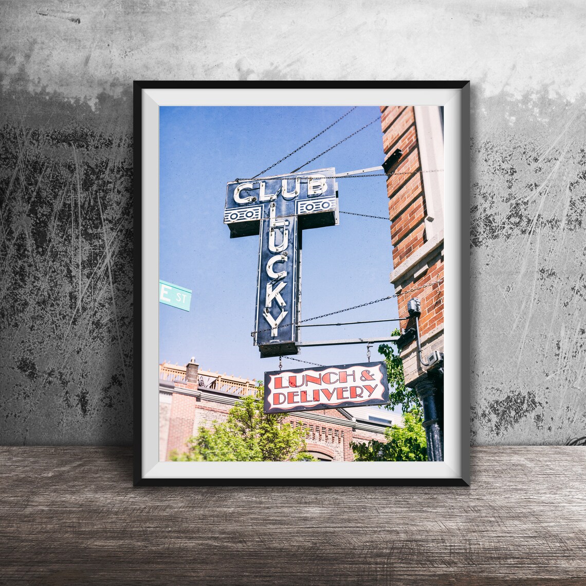 Club Lucky Chicago Bucktown Neon Restaurant Sign Photography Poster