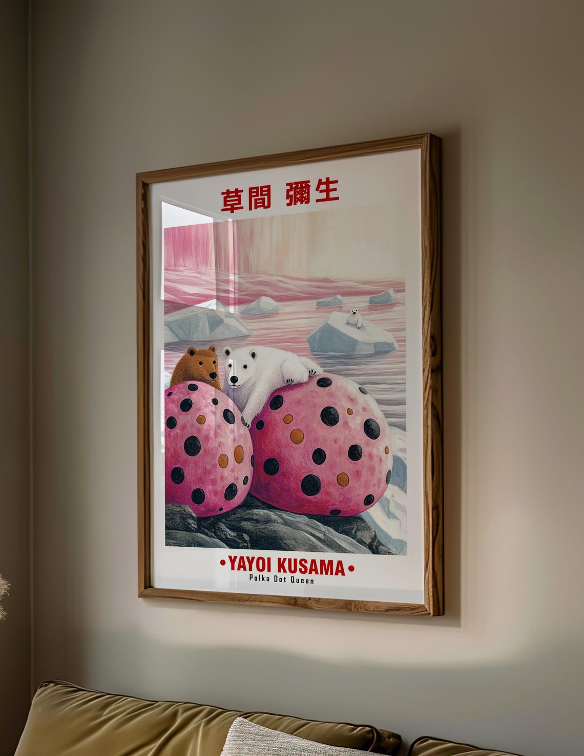 Yayoi Kusama-Inspired Pumpkins and Polar Bears Arctic Art Poster - Image 2