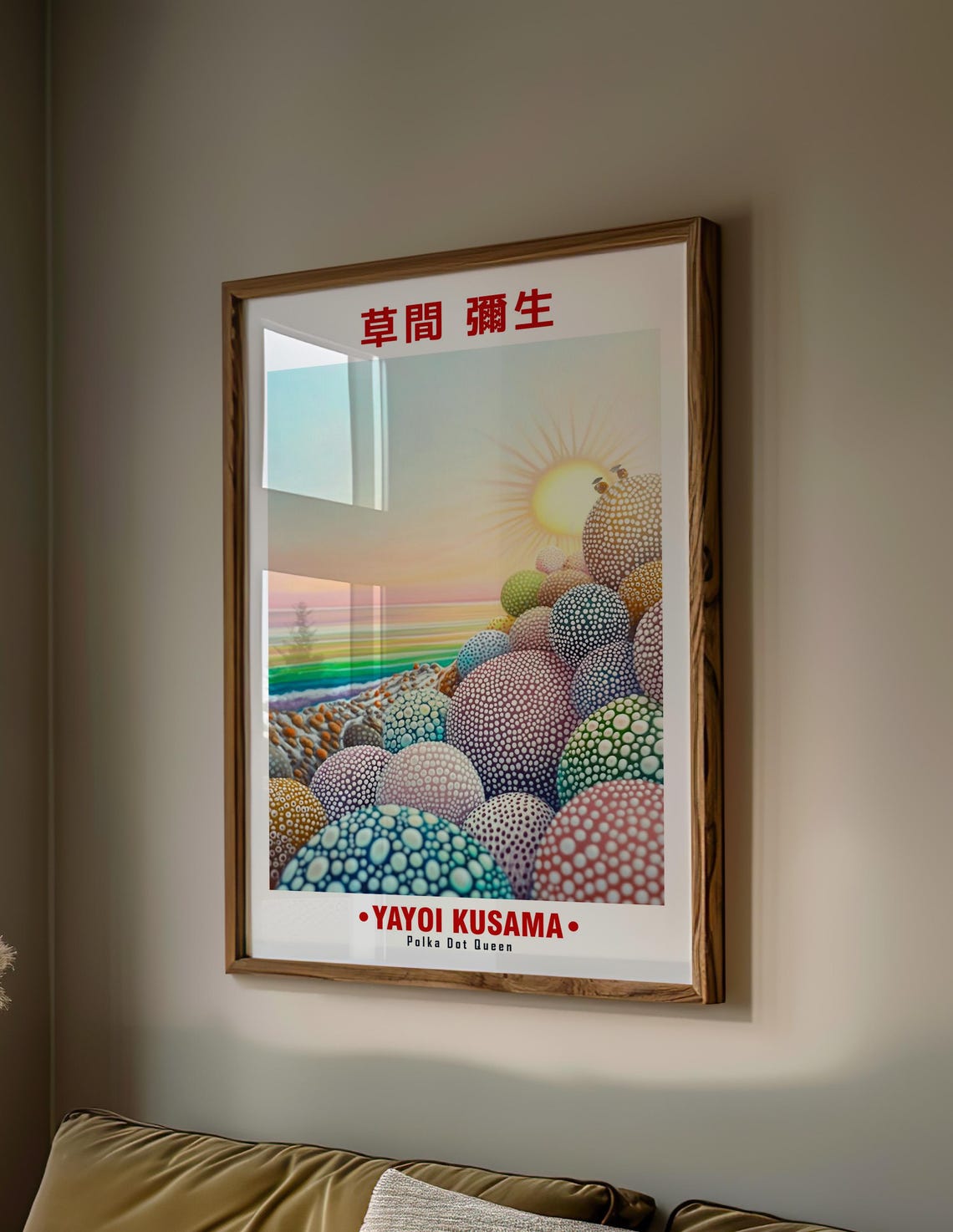 Yayoi Kusama-Inspired Polka Dot Coastal Rocks Sunset Art Poster - Image 2