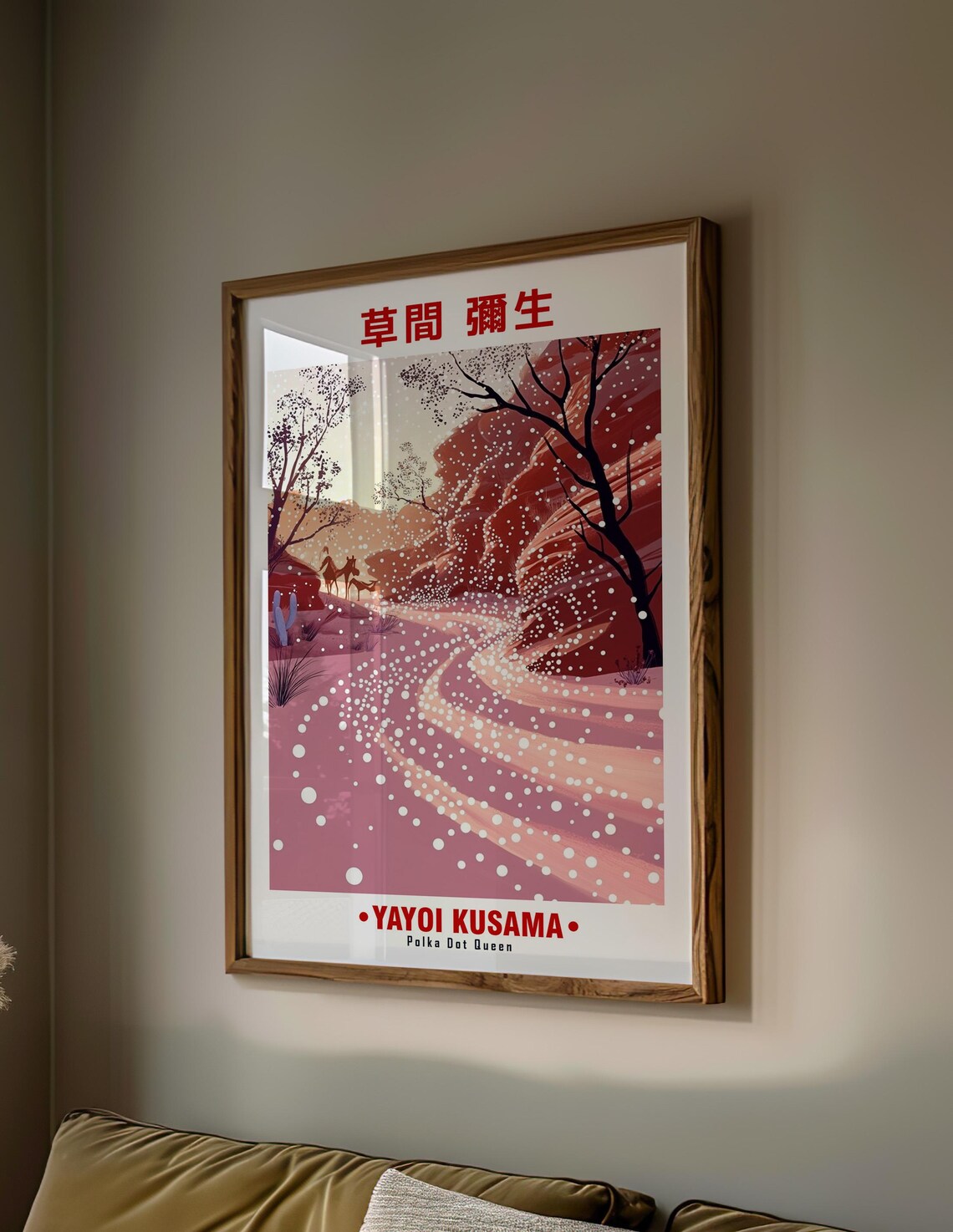Cinematic Pink Canyon River Dotted Falls Horse Kusama Inspired Poster - Image 2