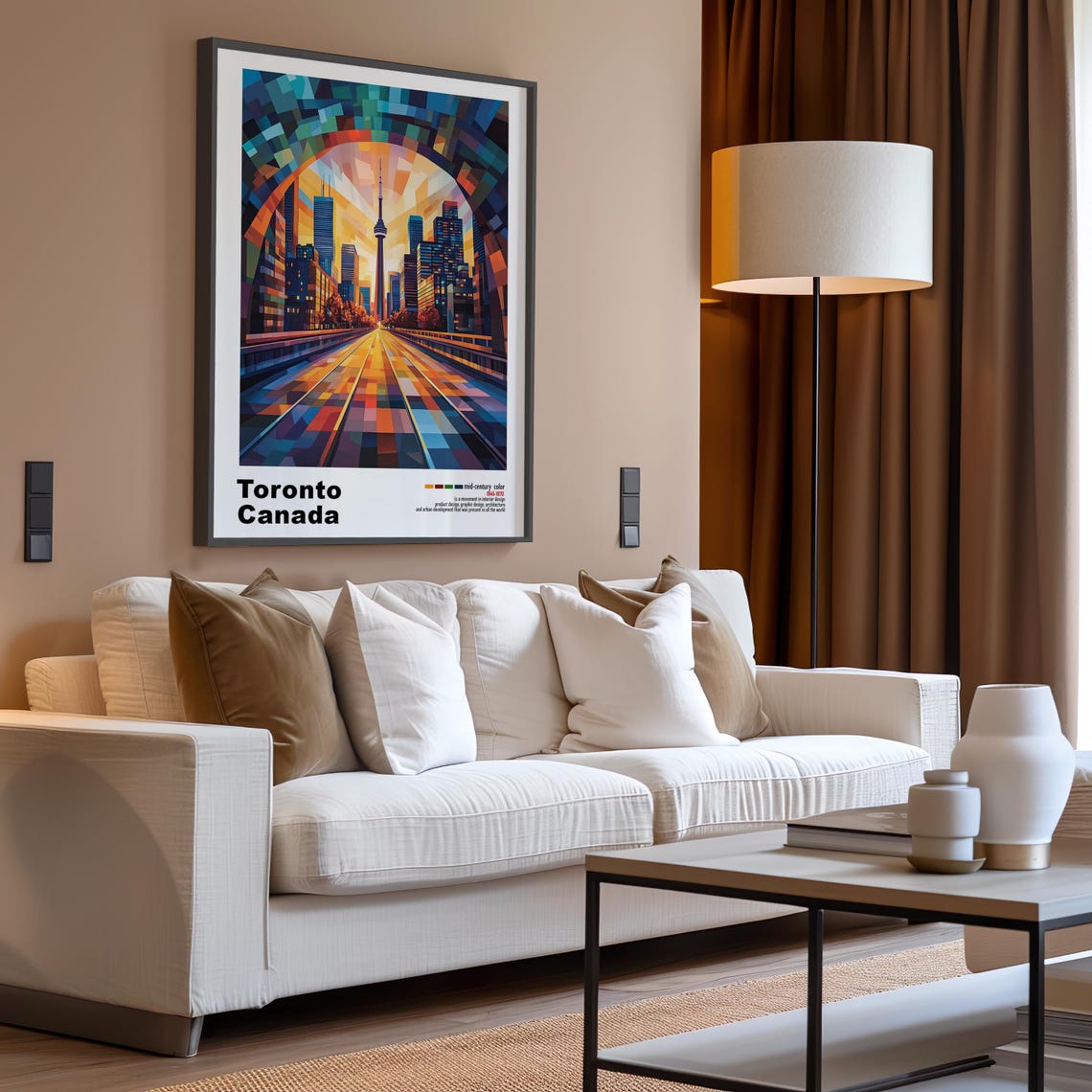 Toronto Canada CN Tower Mosaic Arch Street Golden Sunset Poster - Image 3