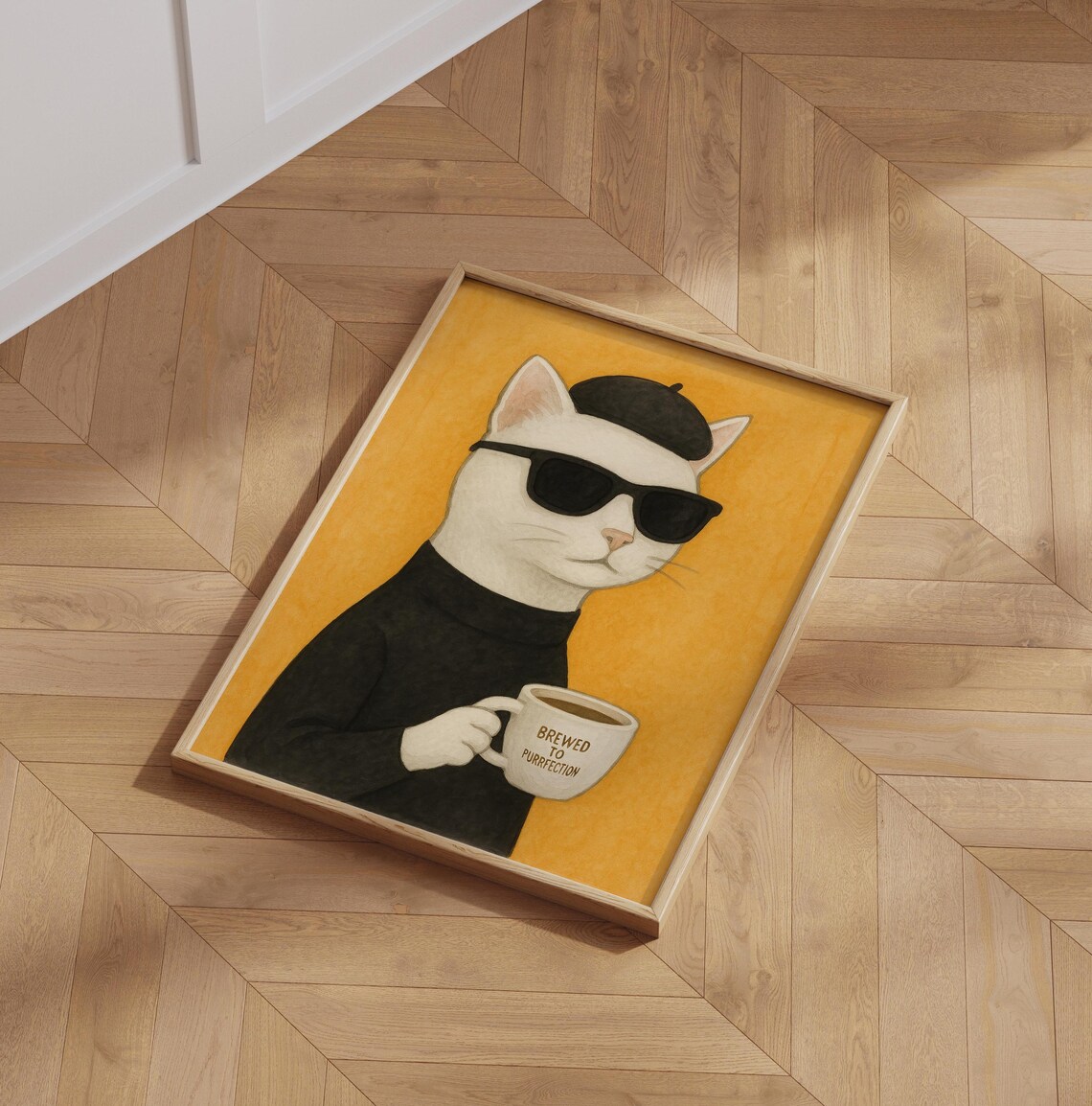 Cool Cat Coffee Poster, Minimalist Funny Cat Art - Image 6