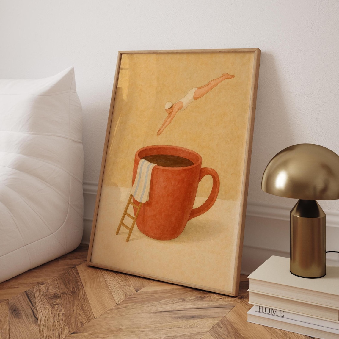 Coffee Diver, Surreal Coffee Print