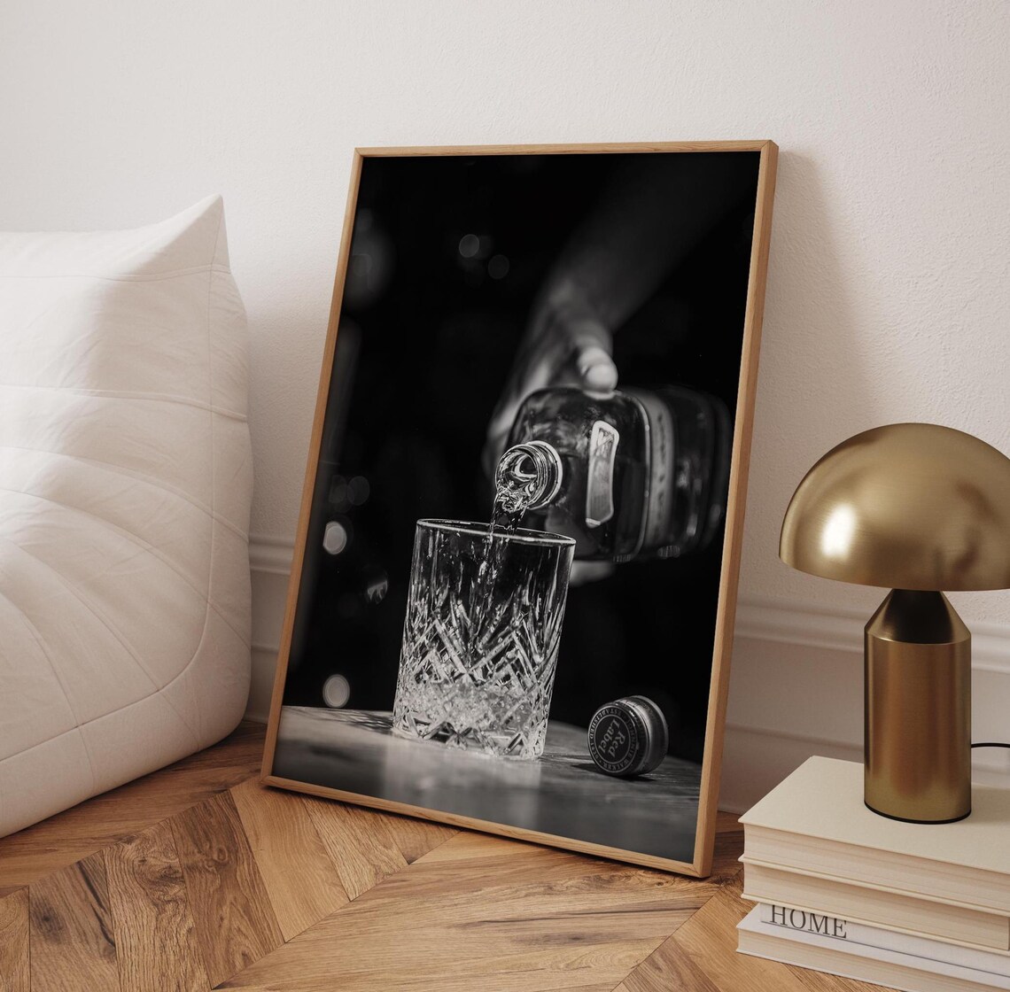 Whiskey Pour Art Print, Vintage Bar Decor