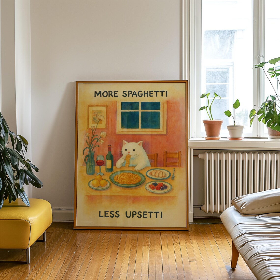 More Spaghetti Less Upsetti, Funny Cat Kitchen Art - Image 5