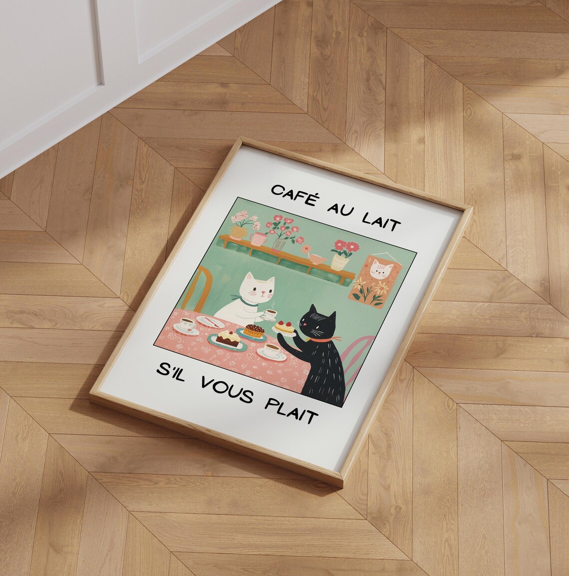 French Cafe Au Lait Cat Print, Funny Kitchen Decor - Image 6