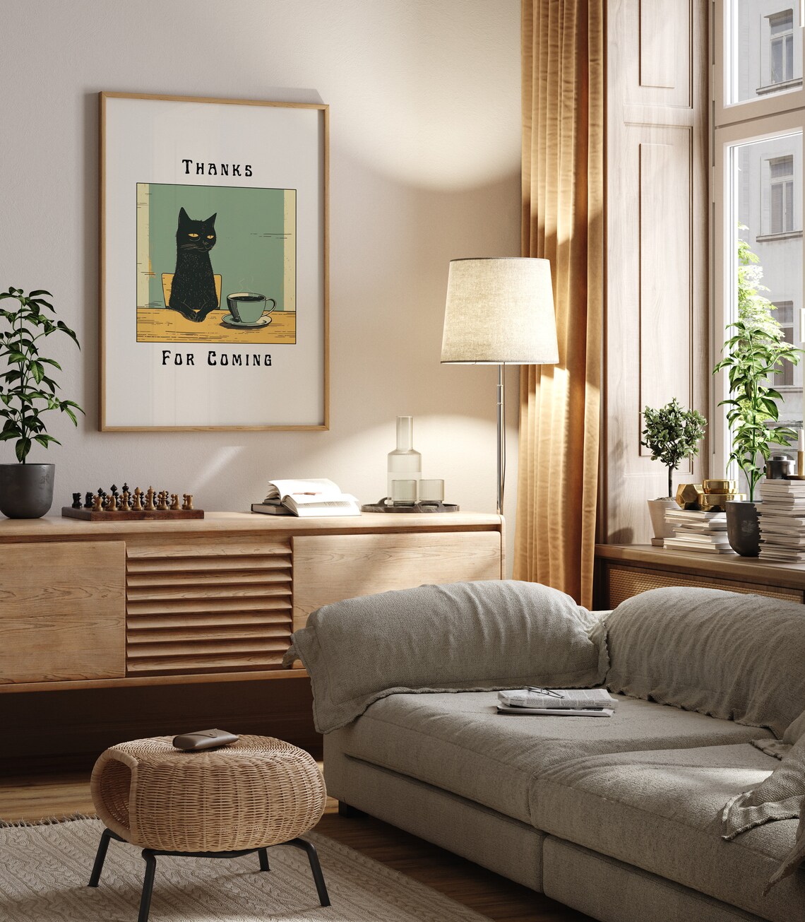 Cute Cat Coffee Print, Funny Cat Gift For Cat People - Image 2