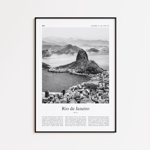 Rio De Janeiro Black And White Print Photo Poster Travel Gift Brazil Wall Art Home Decor