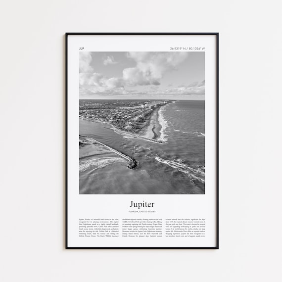 Jupiter Florida Black And White Aerial Coastline Photography Poster
