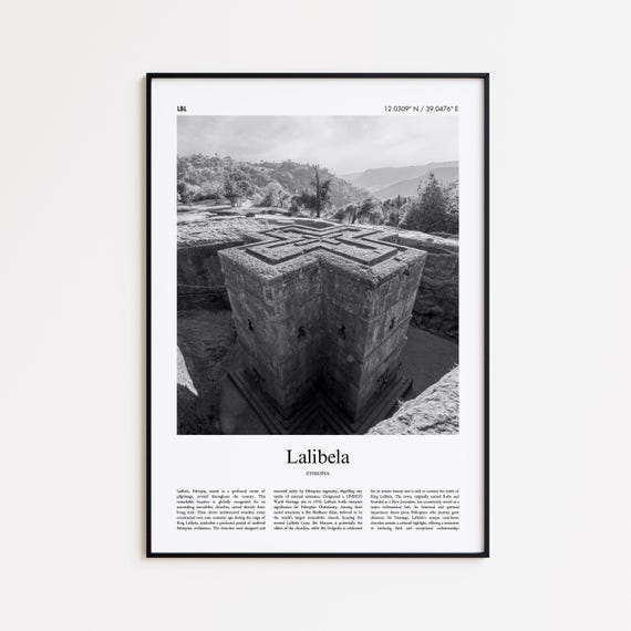Lalibela Black And White Print Photo Poster Travel Gift Ethiopia Wall Art Minimal Home Decor