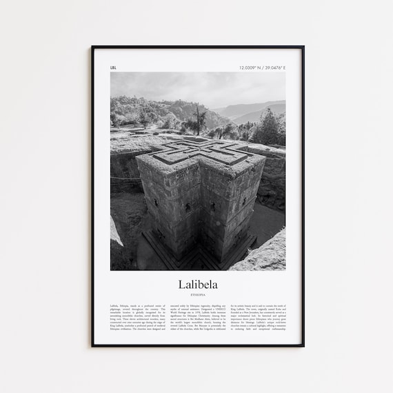 Lalibela Ethiopia Rock-Hewn Church Black and White Travel Poster