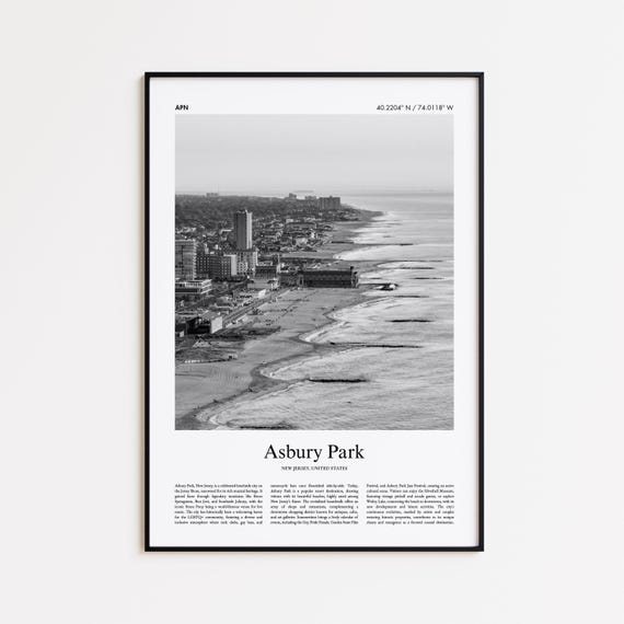 Asbury Park Black and White Travel Poster