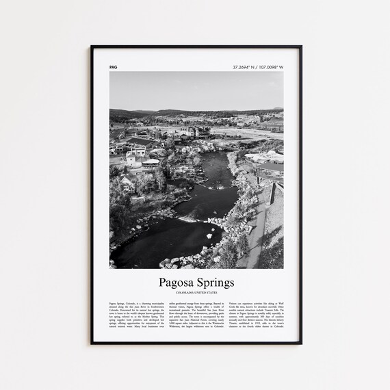 Pagosa Springs Colorado Hot Springs River Black and White Photo Poster