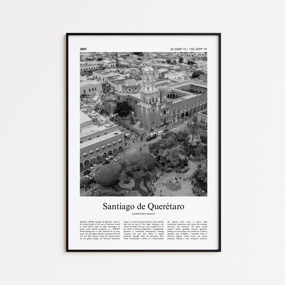 Santiago De Quertaro Black And White Print Photo Poster Queretaro Travel Gift Mexico