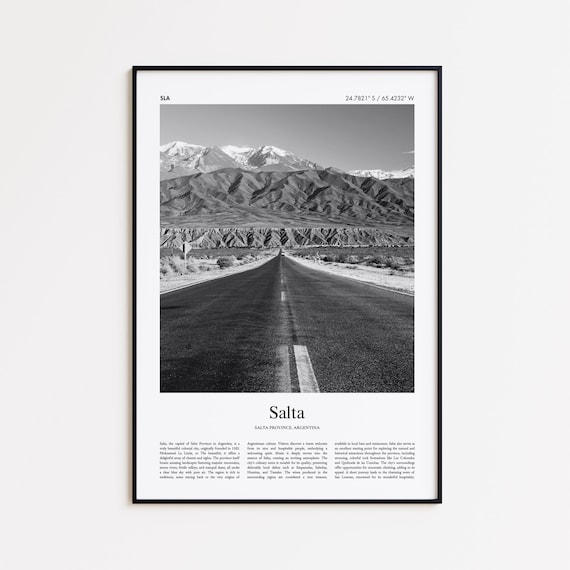 Salta Argentina Black and White Desert Road Mountain Photo Poster